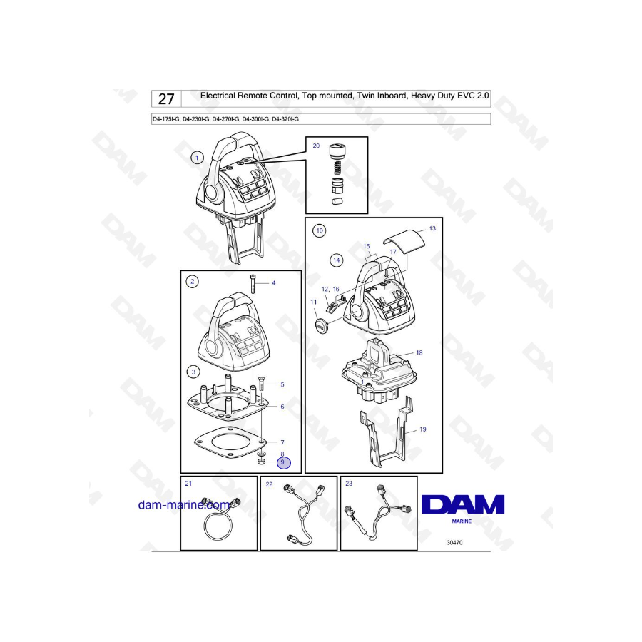 Volvo Penta D4-230A-G / D4-270A-G / D4-300A-G / D4-320A-G - Control remoto eléctrico, 
