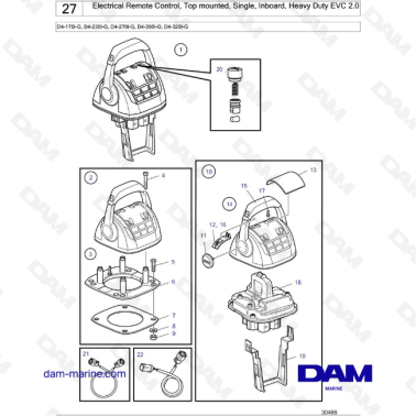 Volvo Penta D4-175I-G / D4-230I-G / D4-270I-G / D4-300I-G / D4-320I-G / D4-230A-G / D4-270A-G / D4-300A-G - Electrical Remote