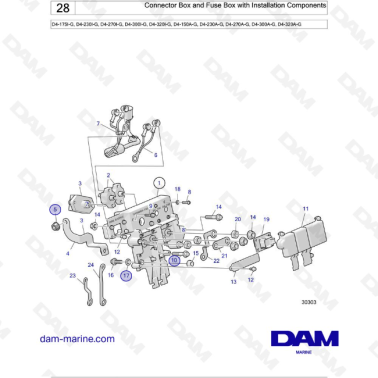 Volvo Penta D4-175I-G / D4-230I-G / D4-270I-G / D4-300I-G / D4-320I-G / D4-230A-G / D4-270A-G / D4-300A-G - Connector Box