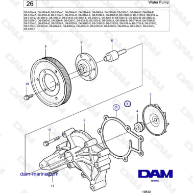 Volvo Penta D6-280 / D6-310 / D6-330 / D6-350 / D6-370 / D6-400 / D6-435 - Water pump