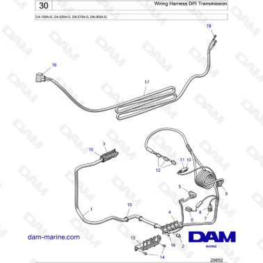 Volvo Penta D4-150A-G / D4-230A-G / D4-270A-G / D4-300A-G - Wiring Harness