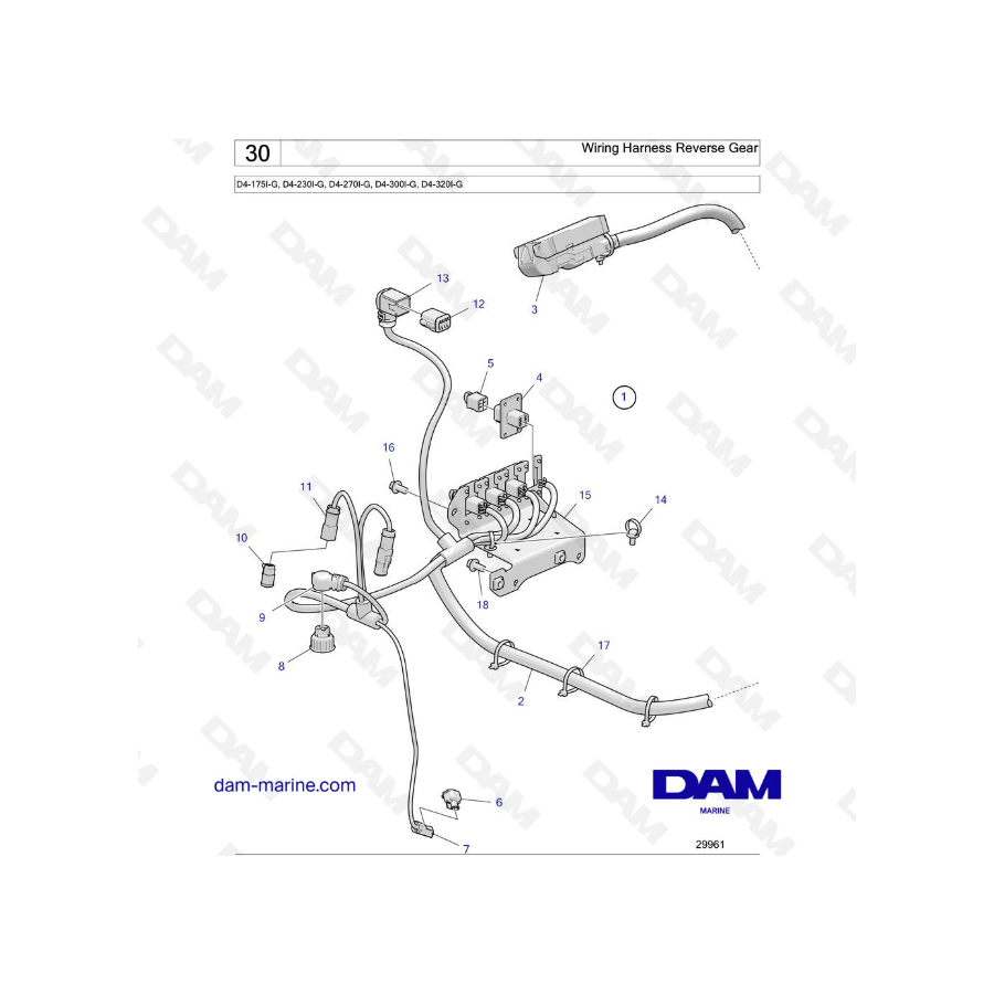 Volvo Penta D4-175I-G / D4-230I-G / D4-270I-G / D4-300I-G / D4-320I-G - Wiring Harness