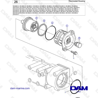 Volvo Penta D6-280 / D6-310 / D6-330 / D6-350 / D6-370 / D6-400 / D6-435 - Thermostat housing