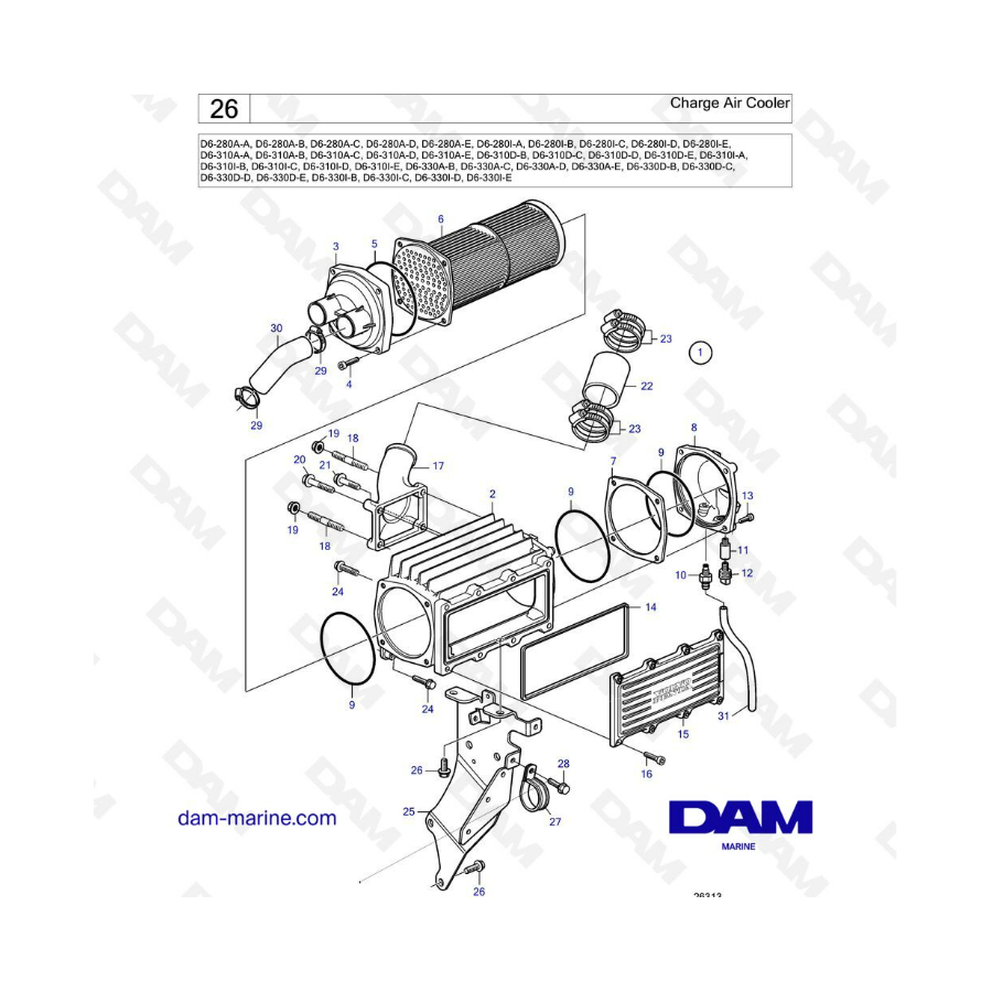 Volvo Penta D6-280 / D6-310 / D6-330 - Charge air cooler
