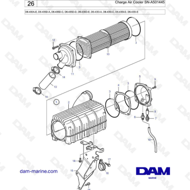 Volvo Penta D6-400 / D6-435 - Charge air cooler SN-A501445
