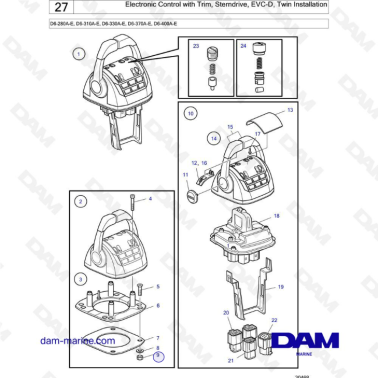 Volvo Penta D6-280A-E, D6-310A-E, D6-330A-E, D6-370A-E, D6-400A-E - Electronic control with trim