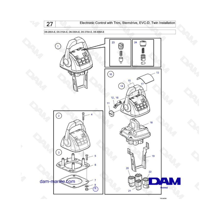 Volvo Penta D6-280A-E, D6-310A-E, D6-330A-E, D6-370A-E, D6-400A-E - Electronic control with trim