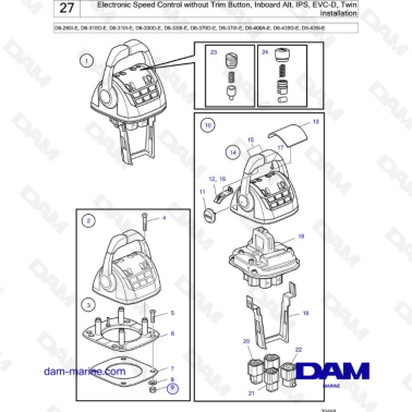 Volvo Penta D6-280 / D6-310 / D6-330 / D6-370 / D6-400 / D6-435 - Electronic speed control without trim button