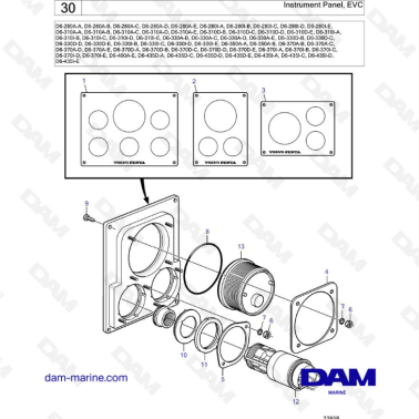 Volvo Penta D6-280 / D6-310 / D6-330 / D6-350 / D6-370 / D6-400 / D6-435 - Instrument panel, evc