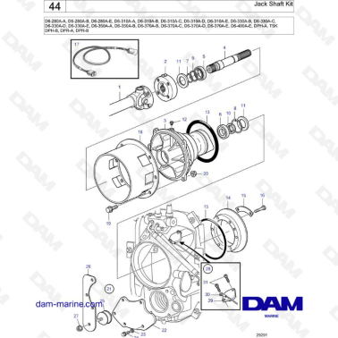 Volvo Penta D6-280 / D-310 / D6-330 / D6-350 / D6-370 - Jack shaft kit