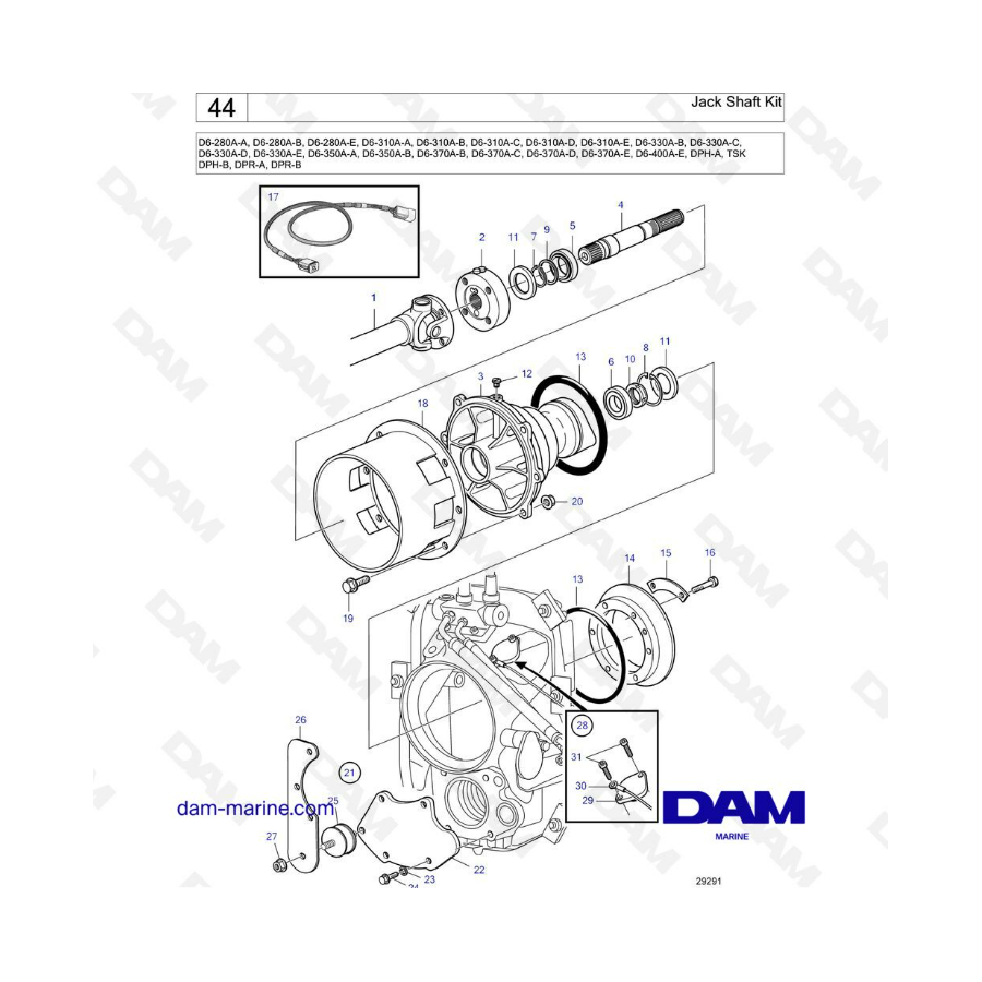 Kit de eje intermedio para Volvo Penta D6-280 / D-310 / D6-330 / D6-350 / D6-370 