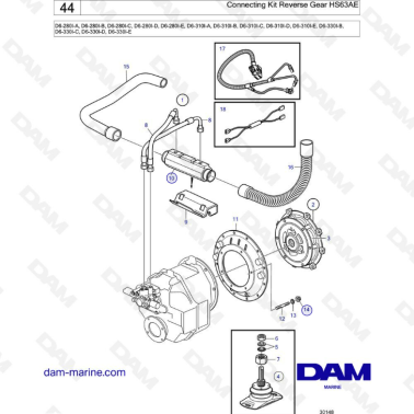 Volvo Penta D6-280 / D6-310 / D6-330 - Connecting kit reverse gear HS63AE