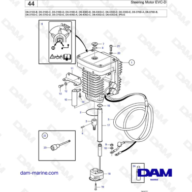 Volvo Penta D6-310 / D6-330 / D6-370 / D6-435 - Steering motor, EVC-D