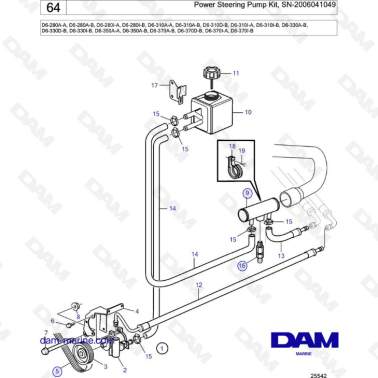 Volvo Penta D6-280 / D6-310 / D6-330 / D6-350 / D6-370 - Power steering pump kit