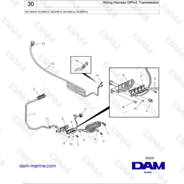 Volvo Penta D4-150A-G / D4-230A-G / D4-270A-G / D4-300A-G - Wiring Harness DPH-E