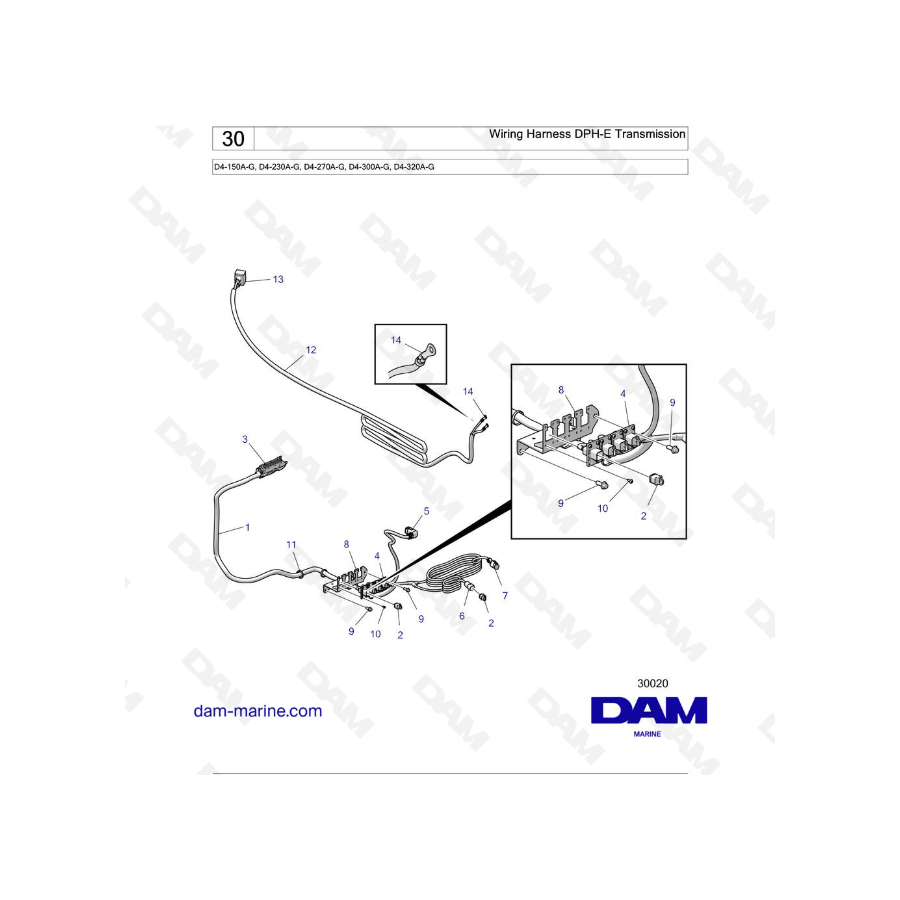 Volvo Penta D4-150A-G / D4-230A-G / D4-270A-G / D4-300A-G - Wiring Harness DPH-E