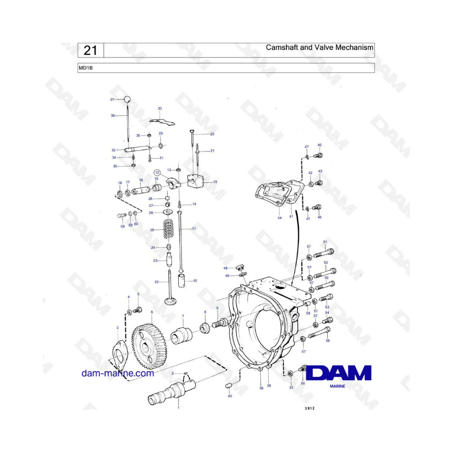 Volvo Penta MD1B - Camshaft & valve mechansim 