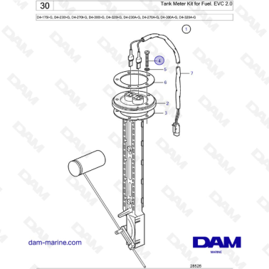 Volvo Penta D4-175I-G / D4-230I-G / D4-270I-G / D4-300I-G / D4-320I-G / D4-150A-G / D4-230A-G / D4-270A-G - Tank Meter Kit