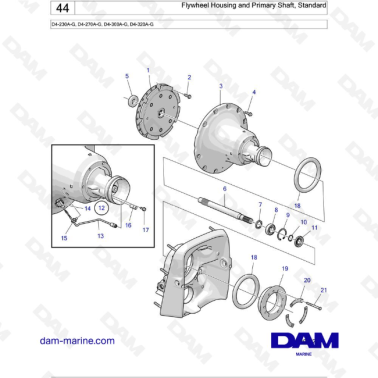 Volvo Penta D4-175I-G / D4-230I-G / D4-270I-G / D4-300I-G / D4-320I-G / D4-150A-G / D4-230A-G / D4-270A-G - Flywheel Housing
