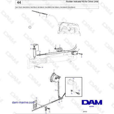 Volvo Penta D4-175I-G / D4-230I-G / D4-270I-G / D4-300I-G / D4-320I-G / D4-150A-G / D4-230A-G / D4-270A-G - Rudder Indicator