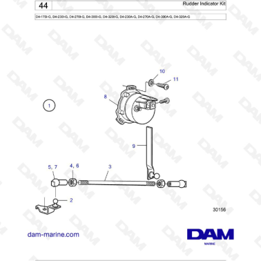Volvo Penta D4-175I-G / D4-230I-G / D4-270I-G / D4-300I-G / D4-320I-G / D4-150A-G / D4-230A-G / D4-270A-G - Rudder Indicator
