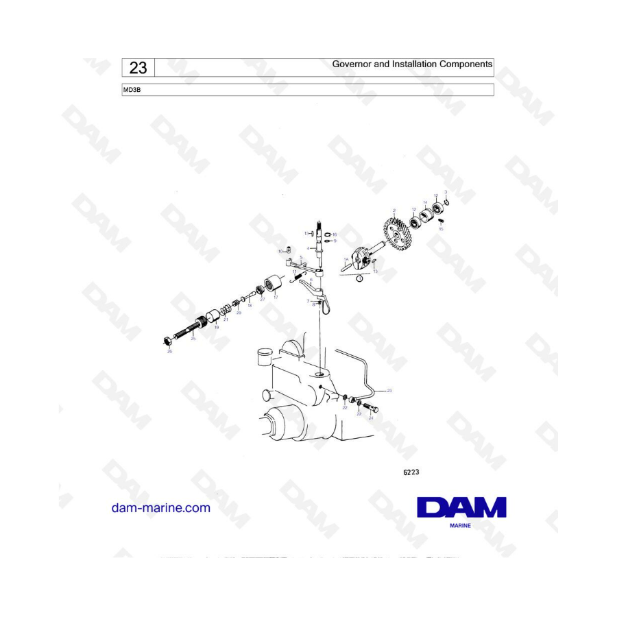 Volvo Penta MD3B - Governor & installation components