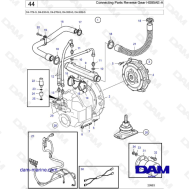 Volvo Penta D4-175I-G / D4-230I-G / D4-270I-G / D4-300I-G / D4-320I-G / D4-150A-G / D4-230A-G / D4-270A-G - Connecting Parts