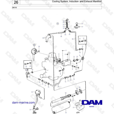 Volvo Penta MD1B - Cooling system, induction & exhaust manifold
