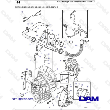 Volvo Penta D4-175I-G / D4-230I-G / D4-270I-G / D4-300I-G / D4-320I-G / D4-150A-G / D4-230A-G / D4-270A-G - Connecting Parts