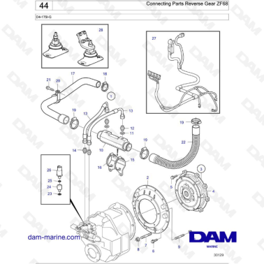 Volvo Penta D4-175I-G / D4-230I-G / D4-270I-G / D4-300I-G / D4-320I-G / D4-150A-G / D4-230A-G / D4-270A-G - Connecting Parts
