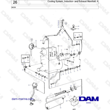 Volvo Penta MD2B - Cooling system, induction & exhaust manifold : A