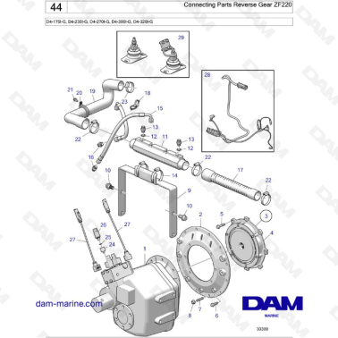 Volvo Penta D4-175I-G / D4-230I-G / D4-270I-G / D4-300I-G / D4-320I-G / D4-150A-G / D4-230A-G / D4-270A-G - Connecting Parts