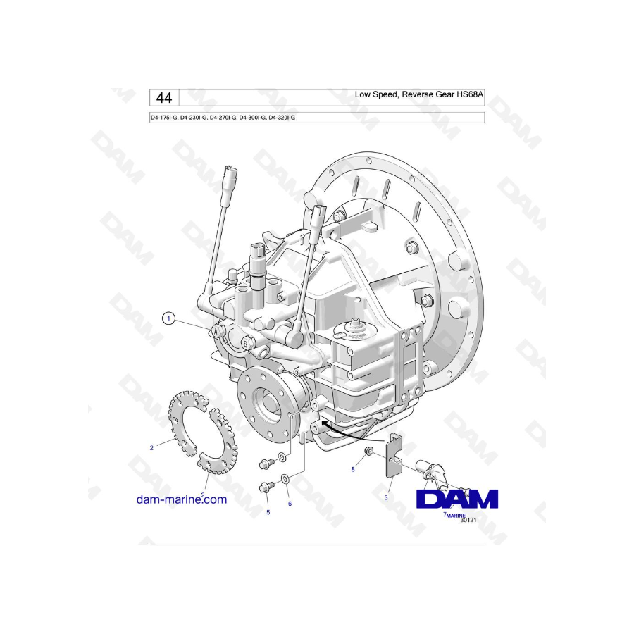 Volvo Penta D4-175I-G / D4-230I-G / D4-270I-G / D4-300I-G / D4-320I-G / D4-150A-G / D4-230A-G / D4-270A-G - Baja velocidad,