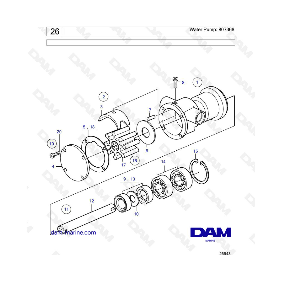 Volvo Penta MD1B / MD2B / MD3B - Water pump : 807368