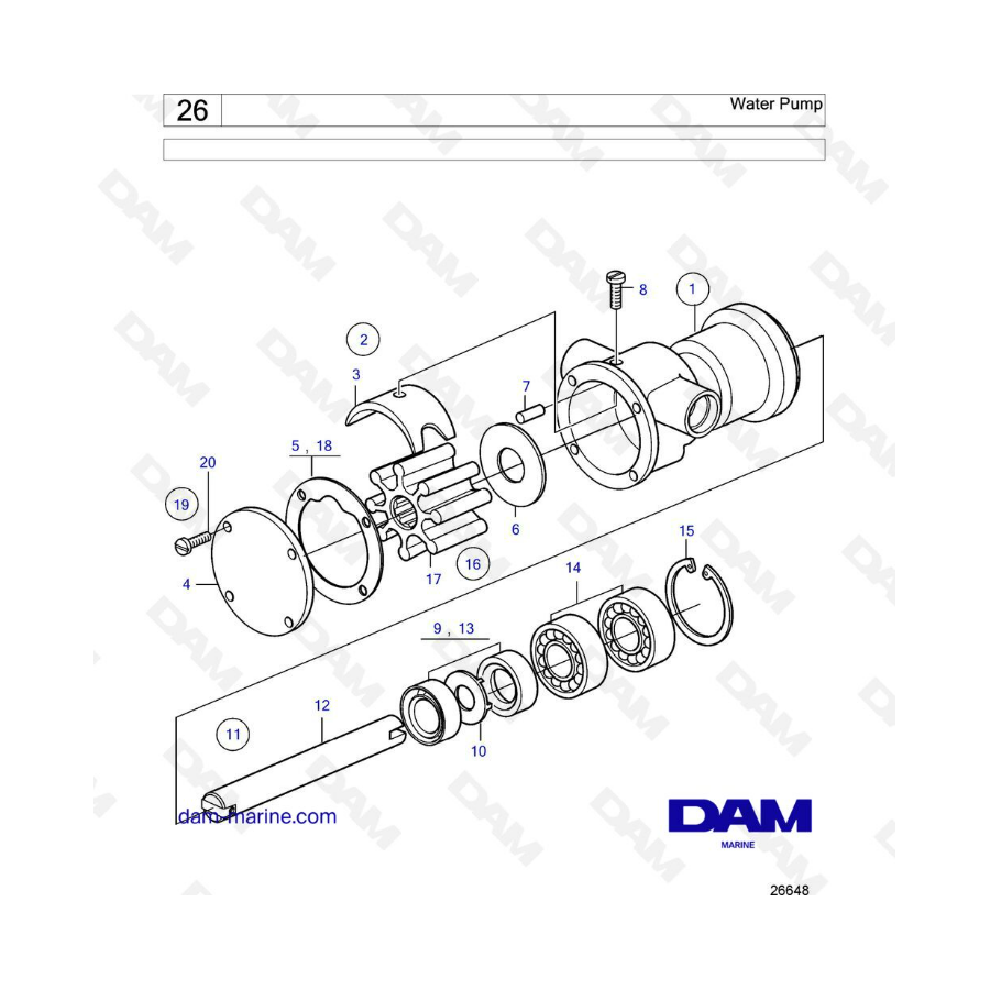 Volvo Penta MD1B / MD2B / MD3B - Water pump 