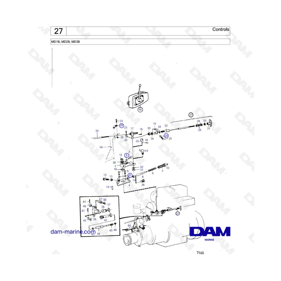 Volvo Penta MD1B / MD2B / MD3B - Controls 