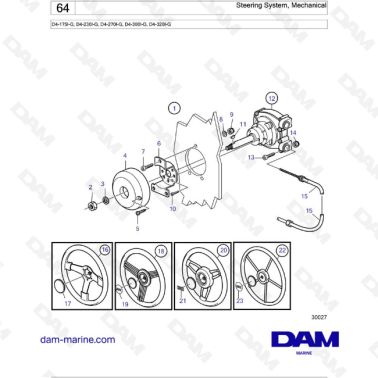 Volvo Penta D4-175I-G / D4-230I-G / D4-270I-G / D4-300I-G / D4-320I-G / D4-150A-G / D4-230A-G / D4-270A-G - Steering System
