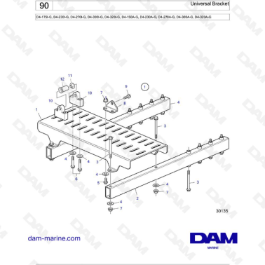 Volvo Penta D4-175I-G / D4-230I-G / D4-270I-G / D4-300I-G / D4-320I-G / D4-150A-G / D4-230A-G / D4-270A-G - Universal Bracket