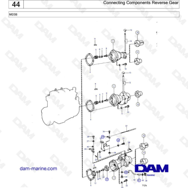 Volvo Penta MD3B - Connecting components reverse gear