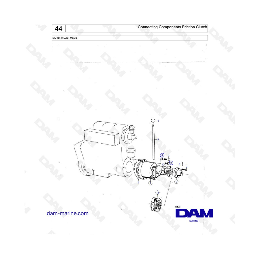 Volvo Penta MD1B / MD2B / MD3B - Connecting components, friction clutch