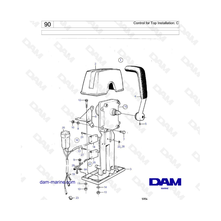 Volvo Penta MD1B / MD2B / MD3B - Control for top installation 