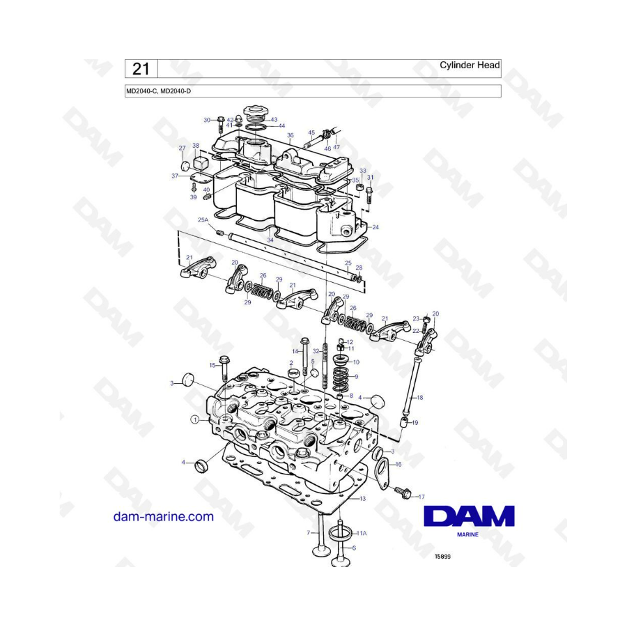 Volvo Penta MD2040-C / MD2040-D - Cylinder head Volvo Penta MD2040-C / MD2040-D - Cylinder head