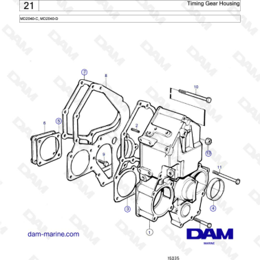 Volvo Penta MD2040-C / MD2040-D - Timing gear housing