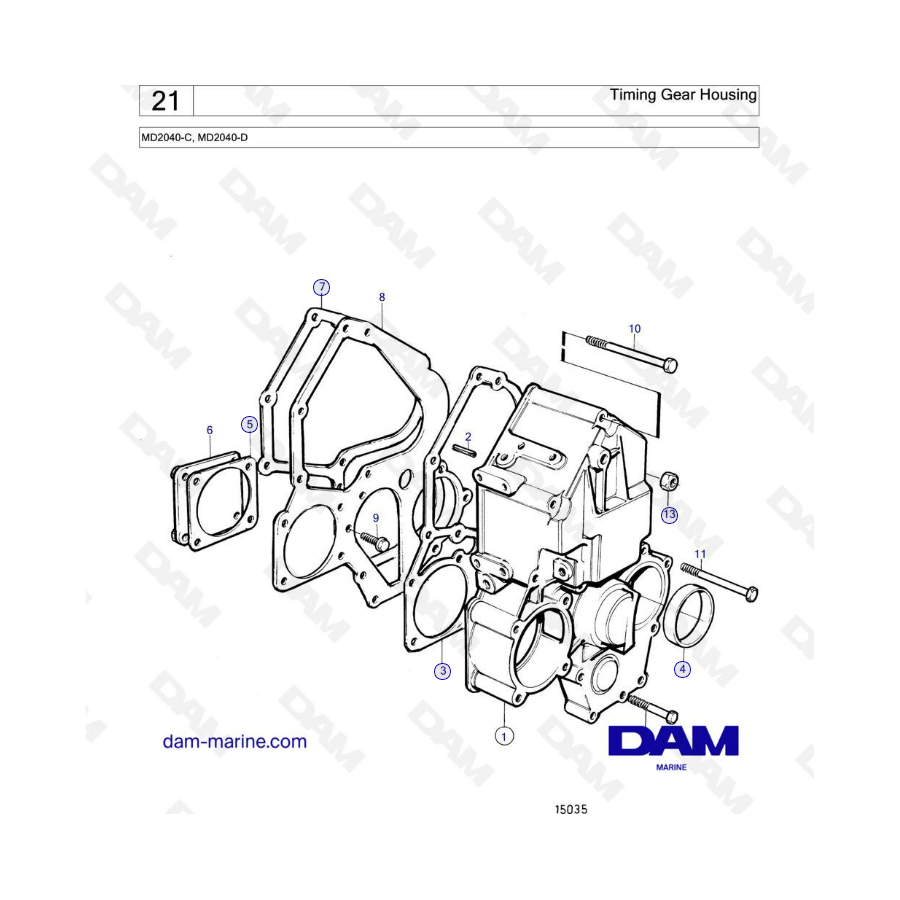 Volvo Penta MD2040-C / MD2040-D - Timing gear housing