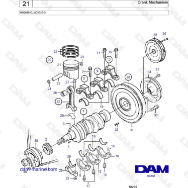 Volvo Penta MD2030-C / MD2030-D - Crank Mechanism