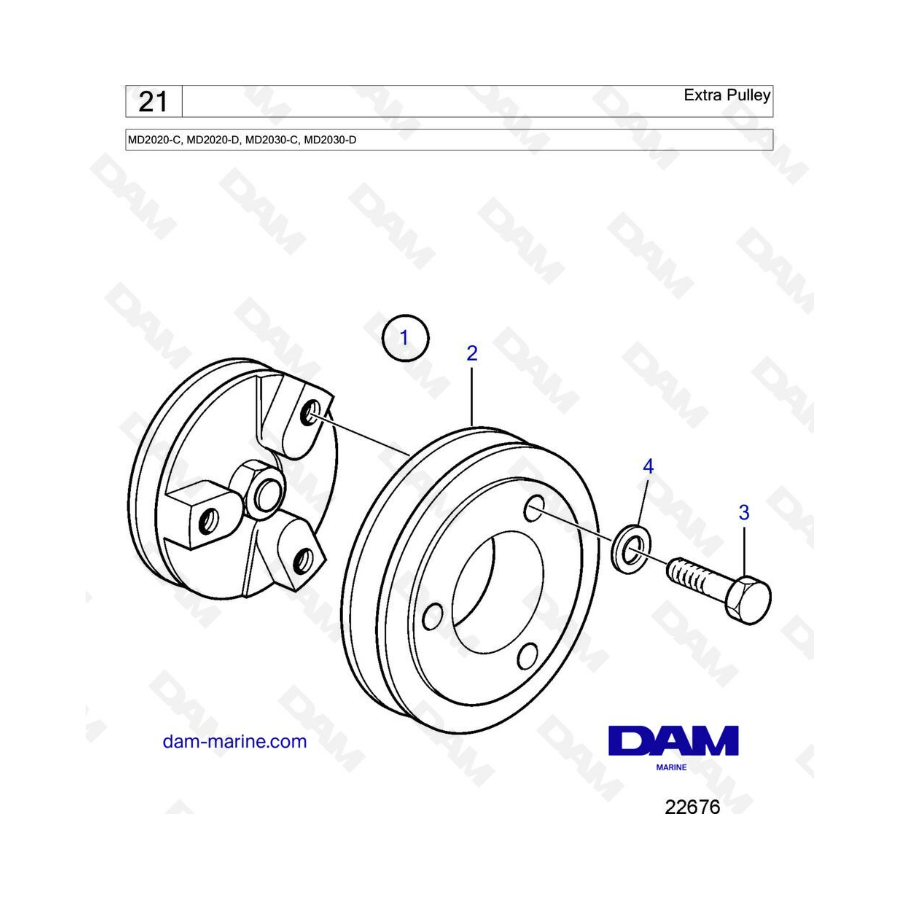 Volvo Penta MD2020-C / MD2020-D / MD2030-C / MD2030-D - Extra pulley