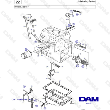 Volvo Penta MD2030-C / MD2030-D - Lubricating system