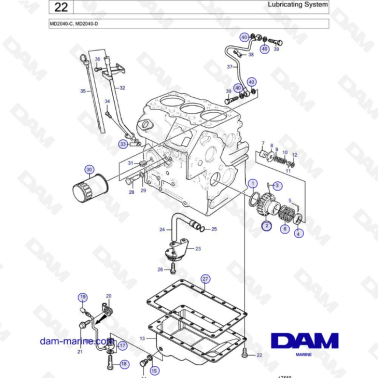 Volvo Penta MD2040-C / MD2040-D - Lubricating system