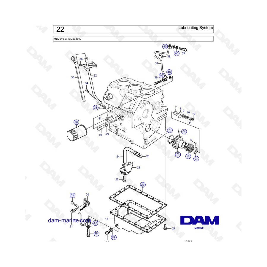 Volvo Penta MD2040-C / MD2040-D - Lubricating system