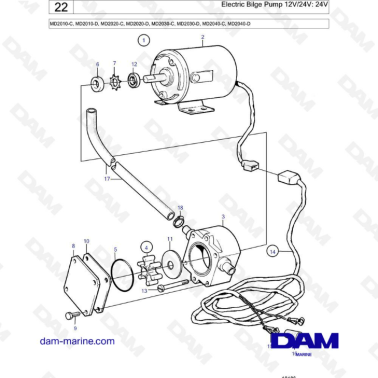 Volvo Penta MD2010-C-D / MD2020-C-D / MD2030-C-D / MD2040-C-D - Electric bilge pump 24V